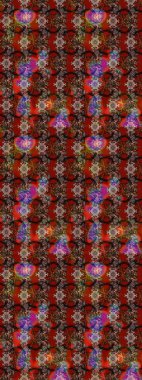 Soyut etnik raster çizim kalıbı. Arkaplan dokusu, duvar kağıdı, kahverengi ve kırmızı renkli çiçek teması. Kabile sanatı boho baskısı, klasik çiçek arkaplanı.