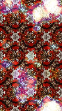 Çiçekli karalama şeklinde Raster çiçek deseni. Kahverengi ve kırmızı renkte çiçekler. Yumuşak, yaz çiçekli arka plan.