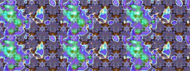 Raster illüstrasyonundaki çiçek desenli çizim. Mor ve mavi renkte çiçekler. Renkli Yaz Temalı eskiz kalıbı. Düz Çiçek Elementleri Tasarımı.