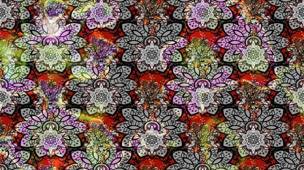 Ağaç dallı bahar çiçekleriyle desen, gri ve siyah renkler ve çiçek silueti. Raster deseni.