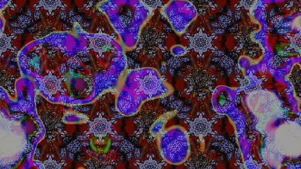 Şatafatlı bahar bahçesi dokusu. Raster illüstrasyonu. Çiçek deseni. Mor ve kahverengi renkte çiçek çizimi. Mor ve kahverengi renkte çiçekler.