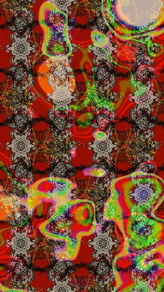 Yaz çiçekleri teması. El çizimi, soyut ve süslü elementler. Kırmızı ve kahverengi renkler. Suluboya resim taklit Raster çizimi. Klasik çiçekler..