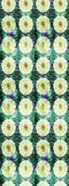 Varicologreen Raster çizimi. Bir sürü yeşil ve soyut çiçekli tropik eskiz deseni. Küçük çiçekte sevimli çiçek deseni var..