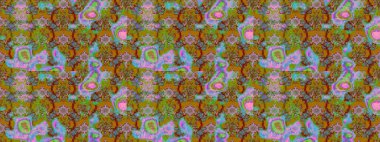 Suluboya çiçekli çiçek deseni. Raster illüstrasyonu. Yeşil ve kahverengi renkli güzel tekstil.