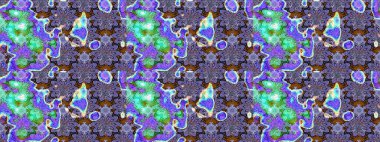 Raster illüstrasyonundaki çiçek desenli çizim. Mor ve mavi renkte çiçekler. Renkli Yaz Temalı eskiz kalıbı. Düz Çiçek Elementleri Tasarımı.