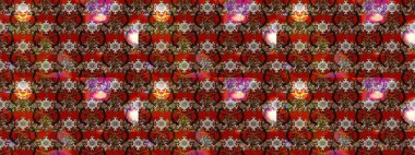 Renkli desenli eskiz deseni, kahverengi ve kırmızı çiçekler ve dekoratif elementler. Eskiz geçmişi. Raster illüstrasyonu. Kumaş, tekstil, duvar kağıdı baskısı için. Antika retro tarzı.