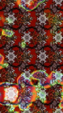 Hediye ambalaj kağıdı, tebrik kartları, posterler ve pankart tasarımı. Raster düz çiçek çizim deseni. Kahverengi ve kırmızı renkte çiçekler.