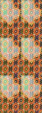 Doğum günü kartı, davetiye ya da afiş için iyidir. Raster illüstrasyonu. Tarafsız renklerde altın. Dekoratif simetri arabesk. Kusursuz ortaçağ çiçek desenleri..