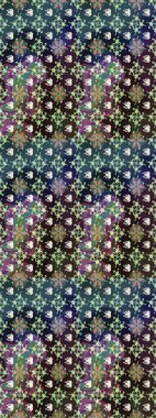 Parlak renkli fantezi çiçekleri, yapraklar, gri ve mavi renkli tomurcuklar, gri ve mavi. Suluboya el çizimi elementli çiçek çizimi deseni.