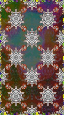 Kahverengi ve gri renkli çiçekler. Raster illüstrasyonunda kusursuz çiçek deseni.