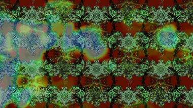 Yeşil ve kahverengi renkler üzerine çiçek desenli eskiz, el yapımı papatyalar, papatyalar. Tekrarlayan çiçek arkaplanı, zarif yeşil ve kahverengi çiçek duvar kağıdı.