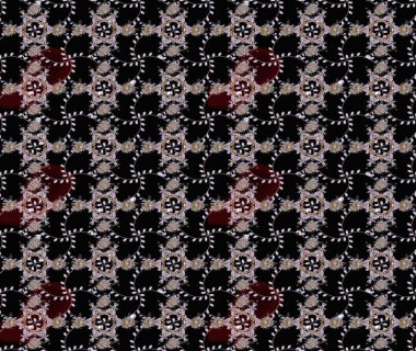 Raster illüstrasyonundaki çiçek desenli çizim. Siyah renkte çiçekler.