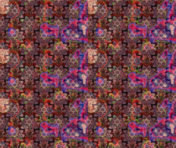 Yumuşak, pembe renkte bahar çiçekleri. Çiçek ve yapraklı karalama şeklinde Raster çiçek deseni. Raster illüstrasyonu.