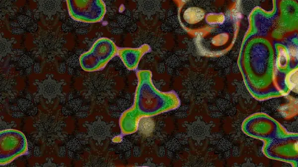 Raster illüstrasyonu. Robot resim. Kahverengi ve gri renkli çiçekler. Şirin çiçek elementleri..