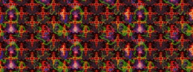 3D çiçekler, eskiz. Kahverengi ve siyah renklerde. Raster illüstrasyonu.