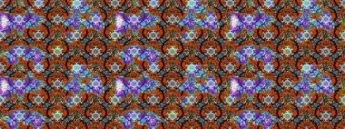 Üzerinde gelincikler ve vadi zambakları olan renkli çiçek desenli nakış deseni. Tekstil tasarımı için geleneksel Raster çiçek buketi kahverengi ve mavi renklerde.