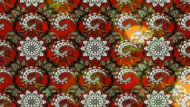 Düz Çiçek Elementleri Tasarımı. Çiçeksel fantezi tasarımı ve parlak bir arka plan çizimi. Renkli Bahar Teması çizim şablonu.