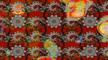 Raster illüstrasyonu. Kibar, bahar çiçekleri kırmızı ve gri renklerde. Yaprak ve çiçeklerin suluboya resmi, kırmızı ve gri renkler üzerine çizim şekli.