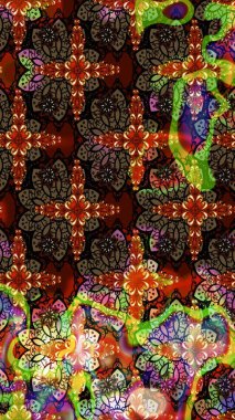 Raster illüstrasyonundaki çiçek desenli çizim. Kahverengi ve siyah renkte çiçekler.