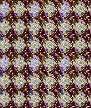 Çiçekli el çizimi çizimi deseni. Modern gelişim kahverengi raster arka plan duvar kâğıdı illüstrasyon klasik çizgili iz sürme desenli çiçekler, çiçekli süsler.