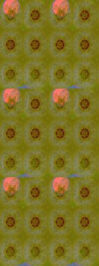 Renkli Bahar Teması eskiz kalıbı. Kahverengi renkli şirin çiçek deseni. Raster Modaya uygun kumaş deseni. Düz Çiçek Elementleri Tasarımı.