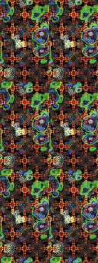 Raster illüstrasyonundaki çiçek desenli çizim. Kahverengi ve siyah renkte çiçekler.