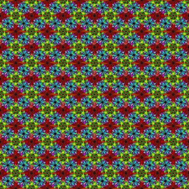 El çizimi çiçekli, soyut, pürüzsüz desen. Yeşil, mavi ve siyah renkte çiçekler. Raster illüstrasyonu.