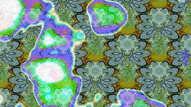 Raster illüstrasyonu. Küçük çiçekli yay deseni çiz. Suluboya tarzında yeşil renkler üzerine.