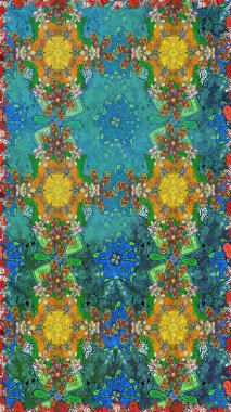 Raster illüstrasyonu. Kusursuz çiçek deseni duvar kâğıdı olarak kullanılabilir. Mavi renkte çiçekler.