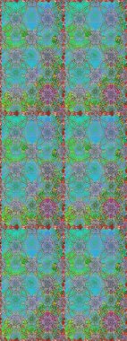 Raster illüstrasyonu. Yeşil ve mavi renkte çiçekler. Kusursuz çiçek deseni duvar kağıdı için kullanılabilir.