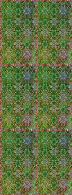 Raster illüstrasyonu. Yeşil ve kahverengi renklerde. Yeşil ve kahverengi renkte yeşil ve kahverengi papatya deseni.