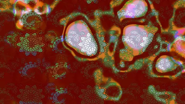 3D çiçekler, eskiz. Kırmızı ve kahverengi renklerde. Raster illüstrasyonu.