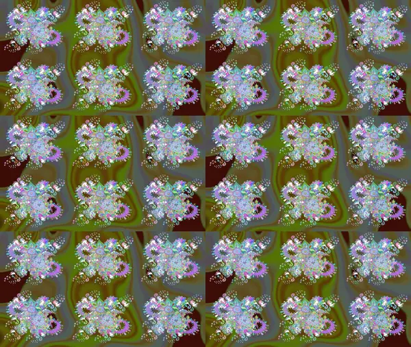 Raster Güzel kumaş deseni. Raster suluboya deseni, narin çiçekler, yeşil çiçekler, tebrik kartı şablonu..