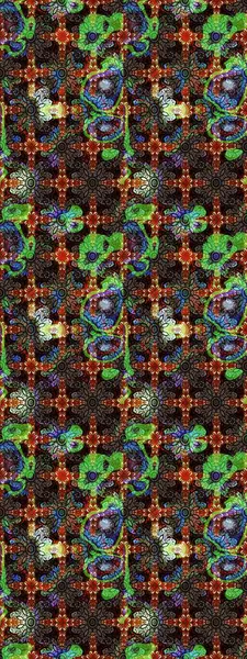 Raster illüstrasyonundaki çiçek desenli çizim. Kahverengi ve siyah renkte çiçekler.