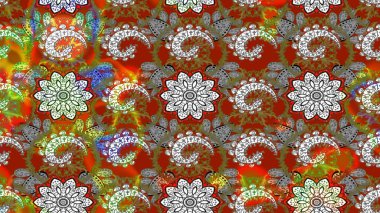 Sevimli çiçek raster deseni. Renkli Yaz Temalı eskiz kalıbı. Düz Çiçek Elementleri Tasarımı. Modaya uygun kumaş deseni.