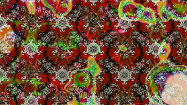 Çiçek deseni. Kahverengi ve kırmızı renkte çiçek çizimi. Kahverengi ve kırmızı renkte çiçekler. Raster illüstrasyonu. Şatafatlı bahar bahçesi dokusu.