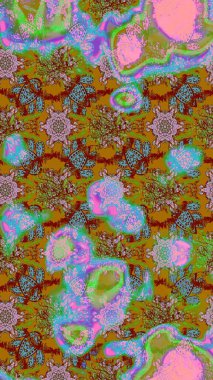 Nazik, sevimli çiçek arkaplanı. Çiçekli karalama şeklinde Raster çiçek deseni. Yeşil ve kahverengi renkte çiçekler.