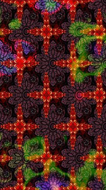 Soyut etnik raster çizim kalıbı. Kabile sanatı boho baskısı, klasik çiçek arkaplanı. Arkaplan dokusu, duvar kağıdı, siyah ve kahverengi renkli çiçek teması.