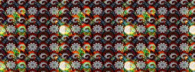 Çiçekler suluboya eskiz deseni. Raster Stili kumaş deseni.