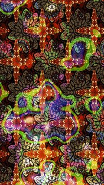 Raster Güzel kumaş deseni. Raster suluboya deseni, narin çiçekler, kahverengi ve siyah çiçekler, tebrik kartı şablonu..