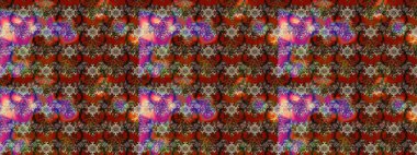 Küçük kahverengi ve kırmızı çiçeklerle oldukça eski bir besin torbası deseni. Tekstil, kumaş, kapaklar, duvar kağıtları, baskı, paket, koleksiyon defteri, örgü, dekupaj için çiçek arkaplanı..