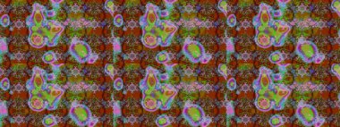 Çiçekli karalama şeklinde Raster çiçek deseni. Kahverengi ve yeşil renklerde yaz çiçekleri. Raster illüstrasyonu.