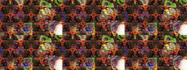 Kahverengi ve siyah renkli çiçekler. El çizimi çiçekli soyut çizim kalıbı. Raster illüstrasyonu.