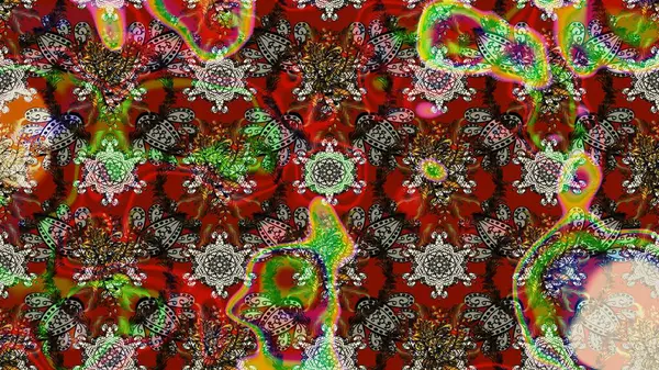 Çiçek deseni. Kahverengi ve kırmızı renkte çiçek çizimi. Kahverengi ve kırmızı renkte çiçekler. Raster illüstrasyonu. Şatafatlı bahar bahçesi dokusu.