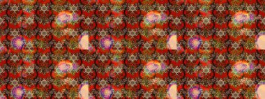 Çiçekli karalama şeklinde Raster çiçek deseni. Nazik, yaz çiçekleri kahverengi ve kırmızı renklerde. Raster illüstrasyonu.