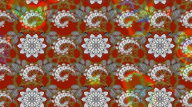 Kahverengi ve gri renkte çiçek çizimi. Şatafatlı bahar bahçesi dokusu. Çiçek deseni. Raster illüstrasyonu. Kahverengi ve gri renkte çiçekler.