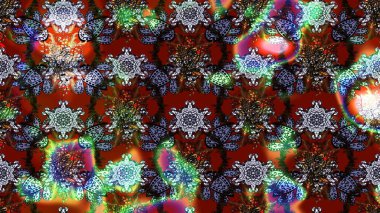 Kahverengi ve kırmızı renklerde. Raster deseni. Küçük çiçekteki sevimli çiçek deseni. Soyut çiçek çizim kalıbı arka planı. Raster illüstrasyonu.