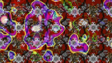 Gri ve kırmızı renkte çiçekler. Gri ve kırmızı renkte çiçek çizimi. Şatafatlı bahar bahçesi dokusu. Raster illüstrasyonu. Çiçek deseni.