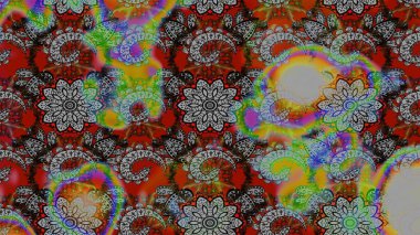 Raster illüstrasyonundaki çiçek desenli çizim. Gri ve kahverengi renkte çiçekler.