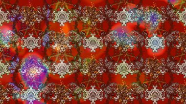 Suluboya elle çizilmiş çiçek desenli eskiz deseni. Parlak renkli fantezi çiçekleri, yapraklar, kahverengi ve kırmızı renkli tomurcuklar kahverengi ve kırmızı.